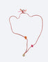 Long 3 colors braided yarn necklace with copper bell pendant and tassels